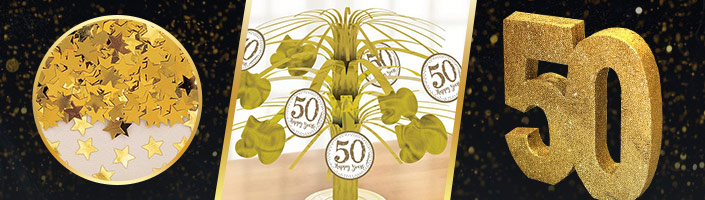 Golden 50Th Wedding Anniversary Table Decorations | Party Save Smile
