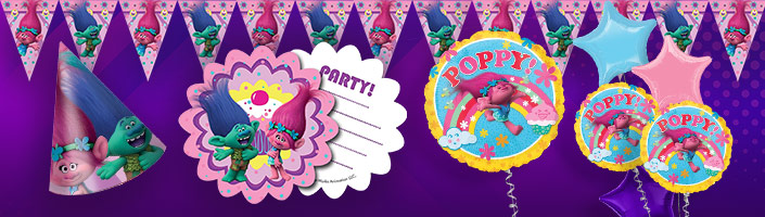 Trolls Theme Birthday Party Supplies - Serves 16 - Tablecover, Plates,  Cups, Napkins, Candles