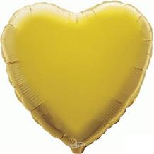 Gold Plain Coloured Heart 18" Foil | Helium Balloon