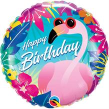 Flamingo | Tropical Happy Birthday 18" Foil | Helium Balloon