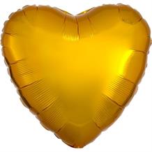 Anagram Gold Unpackaged Plain Coloured Heart 18" Foil | Helium Balloon