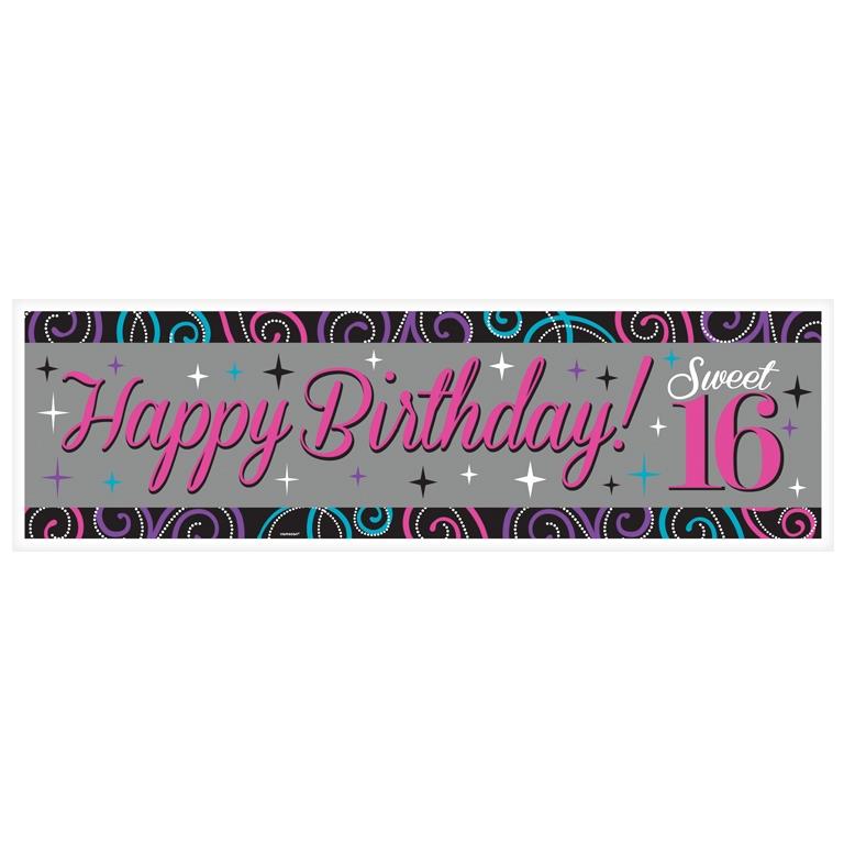 Sweet 16 Birthday Party Giant Personalisable Banner | Decoration