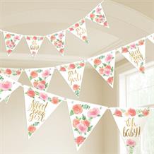 Floral Sweet Baby Girl Flag Banner Bunting Decoration