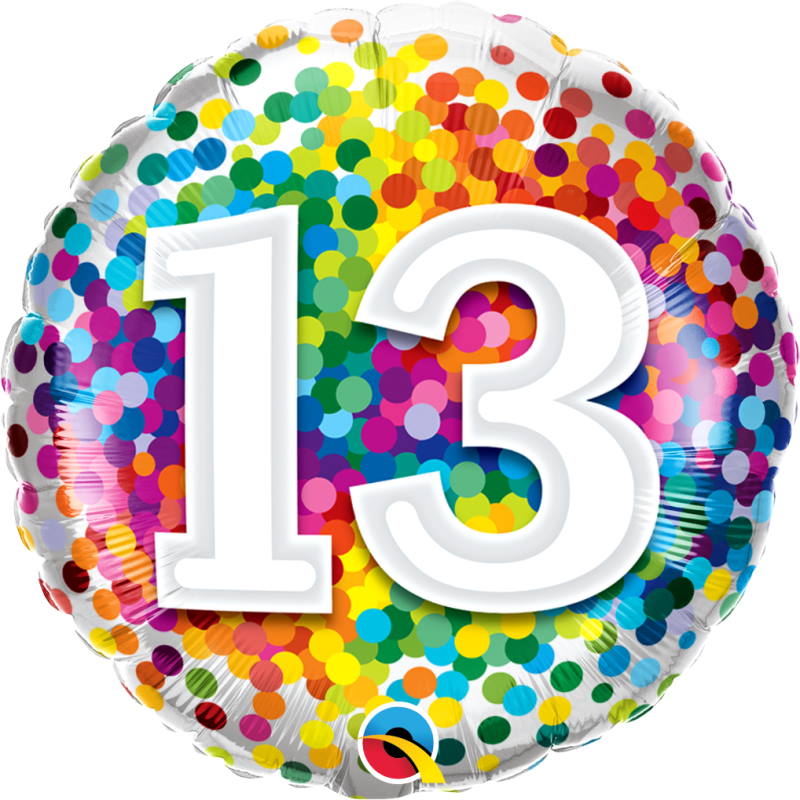 Rainbow Confetti 13th Birthday Balloon 43cm (Foil) | Party Save Smile