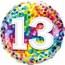 Colourful Confetti 13th Birthday 18" Foil | Helium Balloon
