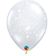 Happy Engagement Hearts Diamond Clear 11" Latex Party Balloons