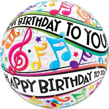 Happy Birthday Music Notes 22" Qualatex Bubble Party Balloon