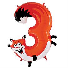 Zooloons Fox Number 3 Supershape Foil | Helium Balloon