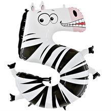 Zooloons Zebra Number 5 Supershape Foil | Helium Balloon