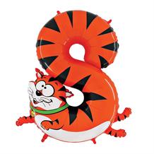Zooloons Cat | Tiger Number 8 Supershape Foil | Helium Balloon