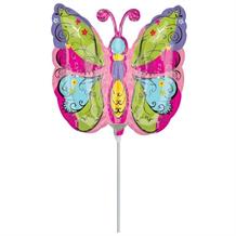 Whimsical Garden Butterfly Mini Shaped Balloon with Stick