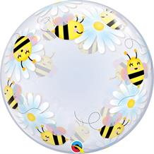 Bumble Bee and Daisies Qualatex Deco Bubble Party Balloon