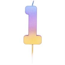 Rainbow Ombre Number 1 Birthday Cake Candle | Decoration