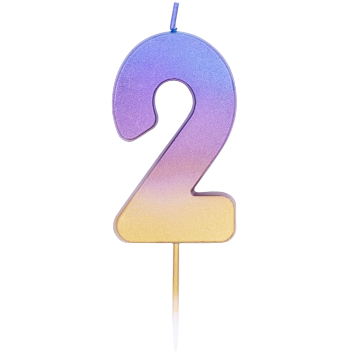 Rainbow Ombre Number 2 Birthday Cake Candle | Decoration