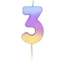 Rainbow Ombre Number 3 Birthday Cake Candle | Decoration