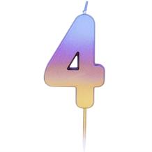 Rainbow Ombre Number 4 Birthday Cake Candle | Decoration