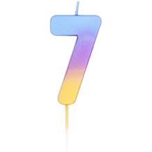 Rainbow Ombre Number 7 Birthday Cake Candle | Decoration