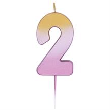 Rose Gold Ombre Number 2 Birthday Cake Candle | Decoration