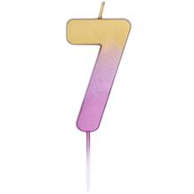 Rose Gold Ombre Number 7 Birthday Cake Candle | Decoration