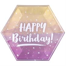 Rose Gold Ombre Happy Birthday Party 23cm Hexagon Plates