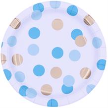 Blue and Gold Dots Party 23cm Plates