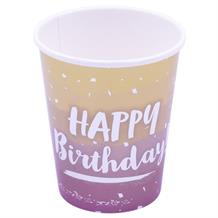 Rose Gold Ombre Happy Birthday Party Cups