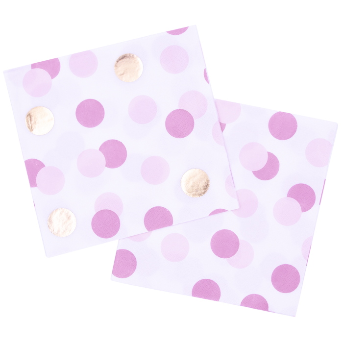 Pink and Gold Dots Party Napkins | Serviettes