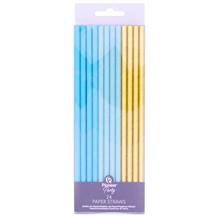 Blue and Gold Party Paper Drinking Straws