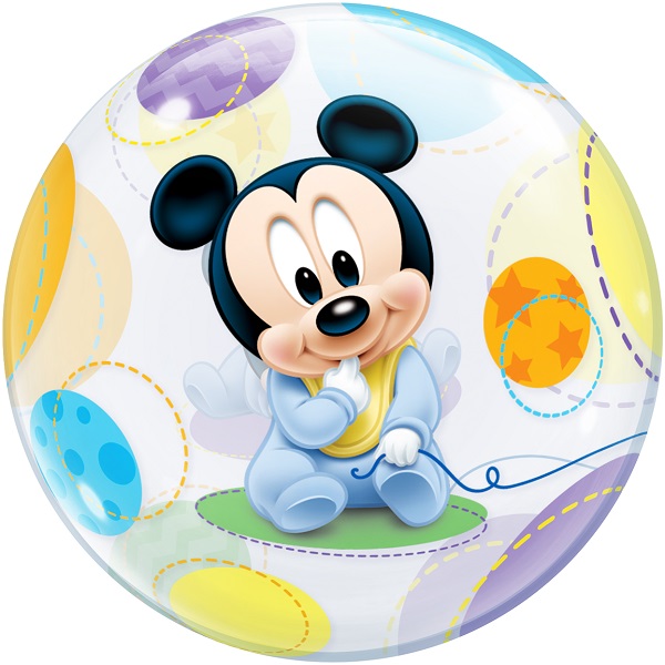 Baby Mickey Mouse 22&#34; Qualatex Bubble Party Balloon