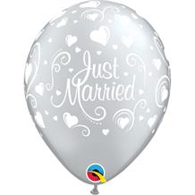Just Married Wedding 11" Qualatex Latex Party Balloons