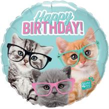 Happy Birthday Kitten Balloon 43cm (Foil) | Party Save Smile