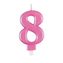 Pink Metallic Number 8 Birthday Cake Candle | Decoration