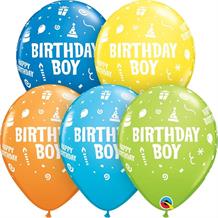 Colourful Birthday Boy 11" Qualatex Latex Party Balloons