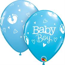 Baby Boy Blue Footprints 11" Latex Party Balloons