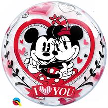 Disney Mickey and Minnie Mouse I Love You 22" Qualatex Bubble Party Balloon