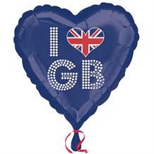 I Love GB | Great Britain | Union Jack 18" Foil | Helium Balloon
