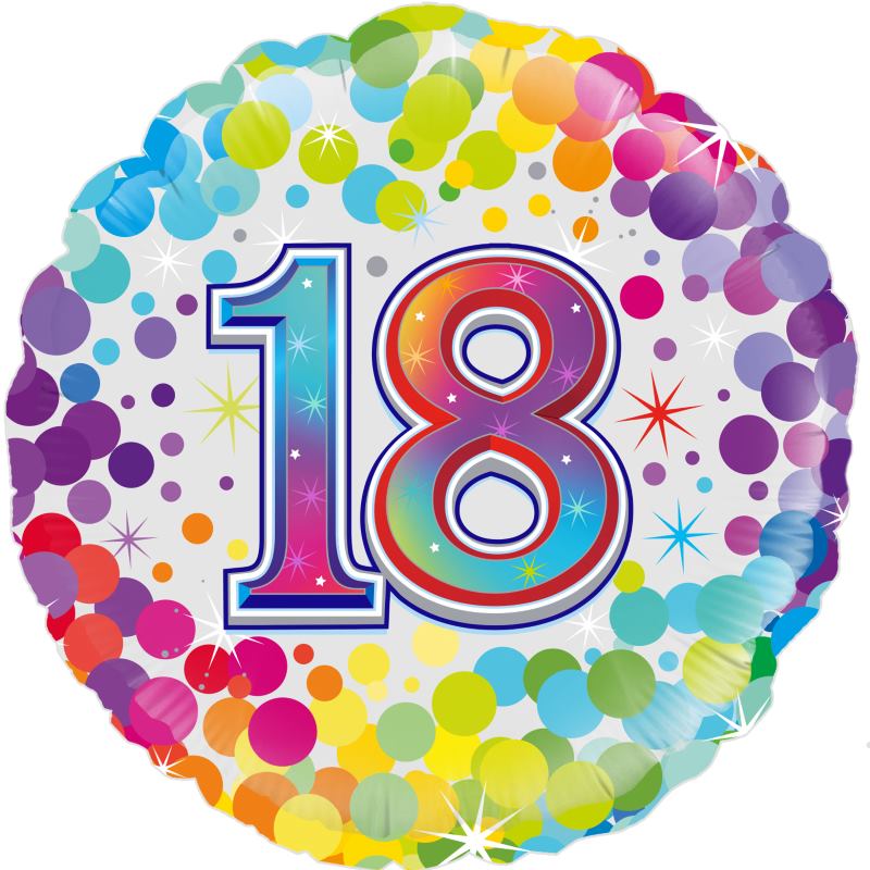 Age 18 Colourful Confetti 18&#34; Foil | Helium Balloon
