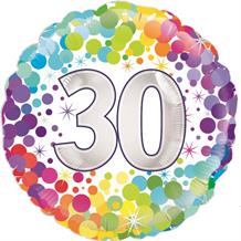 Age 30 Colourful Confetti 18" Foil | Helium Balloon