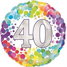 Age 40 Colourful Confetti 18" Foil | Helium Balloon