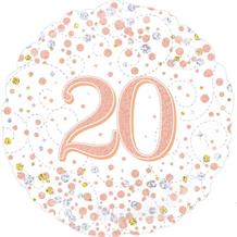 Rose Gold Confetti 20th Birthday 18" Foil | Helium Balloon