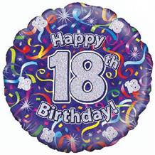 Purple Streamers Happy 18th Birthday 18" Foil | Helium Balloon