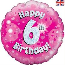 Happy 6th Birthday Pink Foil | Helium Balloon