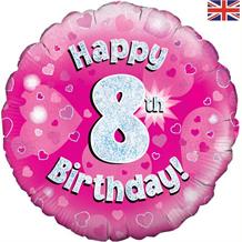Happy 8th Birthday Pink Foil | Helium Balloon