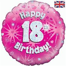 Happy 18th Birthday Pink 18" Foil | Helium Balloon
