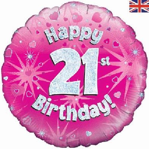 Happy 21st Birthday Pink 18&#34; Foil | Helium Balloon