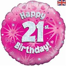 Happy 21st Birthday Pink 18" Foil | Helium Balloon