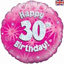 Happy 30th Birthday Pink 18" Foil | Helium Balloon