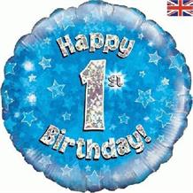 Happy 1st Birthday Blue 18" Foil | Helium Balloon