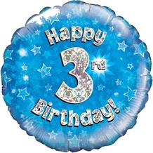 Happy 3rd Birthday Blue Foil | Helium Balloon