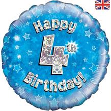 Happy 4th Birthday Blue Foil | Helium Balloon